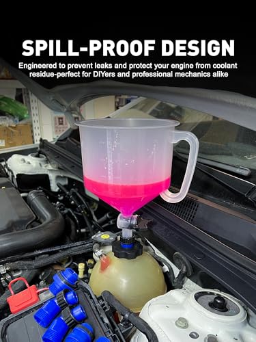 Image of SMART JERRY - No Spill Coolant Funnel Kit, Radiator Coolant Flush Kit, Universal Coolant Bleeder Kit, Spill Proof Radiator Funnel Burping Kit, Coolant Refill Kit, Antifreeze Funnel Set | Radiator Flush Funnel Kit, Car Coolant Air Bleeder Funnel Kit, Radiator Burp Funnel, Spill-Free Coolant Funnel Kit