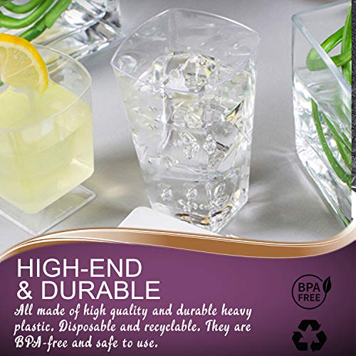 Clear Plastic Cups Disposable Party Cups 336 Cups - 8 Oz Hard Plastic Tumblers - Bulk Party Punch Cups - Cocktail Drinking Glasses For All Occasions #TOP4
