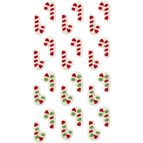 Wilton Mini Candy Cane Edible Cupcake Toppers, Red, Green #TOP1