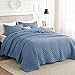 Bedsure King Quilt Set - Ultra Soft Quilt Bedding Set for Modern & Coastal Bedrooms, Lightweight All-Season King Size Comforter with 2 Pillow Shams, Mineral Blue Summer Bedspread Coverlet 106x96 Inch