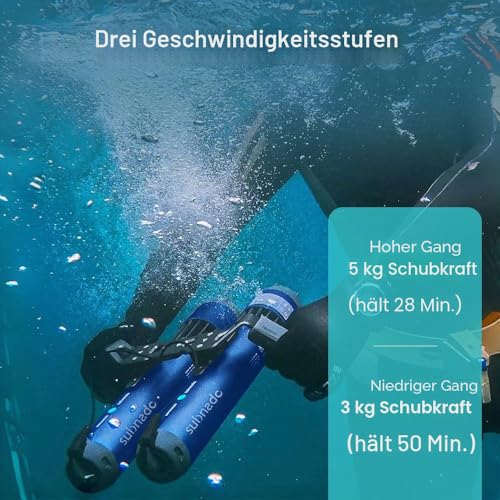 Waydoo Subnado Unterwasser-Scooter Lite, Wassersport-Tauchscooter mit abnehmbarem Griff, kompakter und tragbarer Wasserscooter für Erwachsene und Kinder, vielseitig einsetzbarer Sea Scooter, Blau