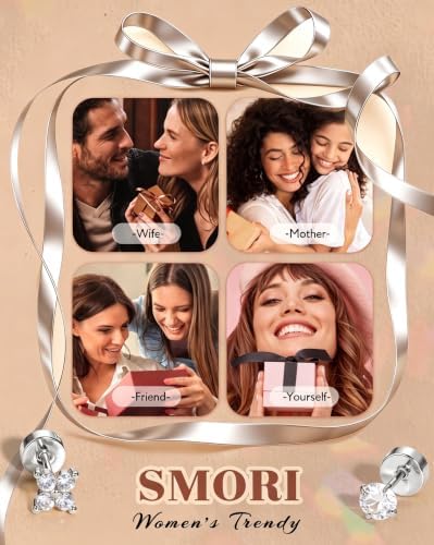 SMORI 16G Cartilage Earring Stacks for Women Hypoallergenic Surgical Steel Silver Rook Piercing Jewelry Curved Barbell Flatback Stud Hoop Tragus Helix Earring Set for Multiple Piercing Single PC — view 6