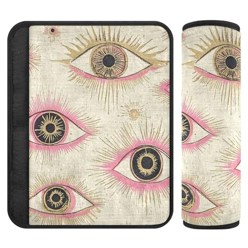 Peach Gold Mysterious Evil Eyes, 2 fundas para correa de cinturón, evita que el cinturón de seguridad corte en el cuello, funda para cinturón de seguridad para mochila, bolsa, bolsa de 10 x 7.7