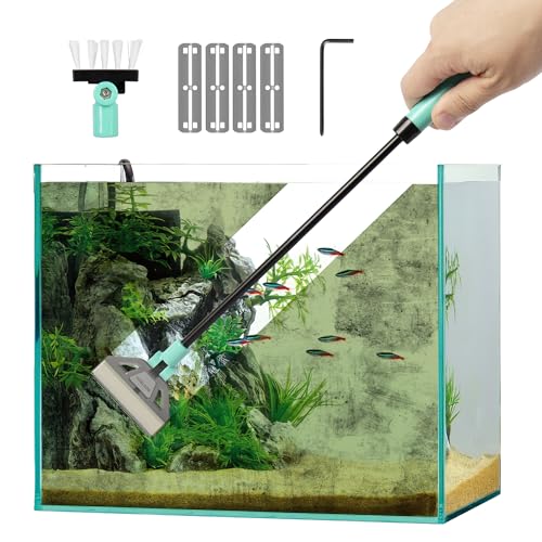 boxtech Racloir Anti-Algues,Outil de Nettoyage d'aquarium Kit - 5 Lames Acier + Brosse, Manche 50cm...