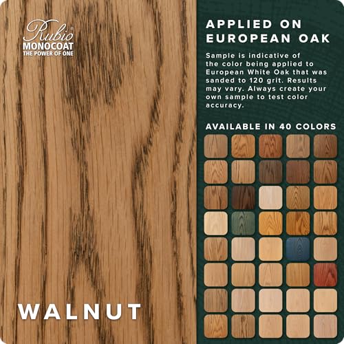 Rubio Monocoat Wood Stain & Finish 65 ft² - Walnut | Oil Plus 2C | Quick-Dry, Eco-Friendly Linseed Wood Oil for Indoor Use, Includes Accelerator (Part B) | Protector | 130 ml