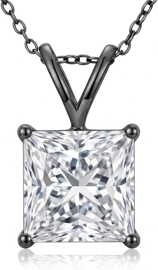10K 14K 18K Gold Solitaire Moissanite Necklace, Customizable 1-10 Carat, Solitaire Moissanite Pendant Necklace Jewelry Gifts for Women Wife Mother