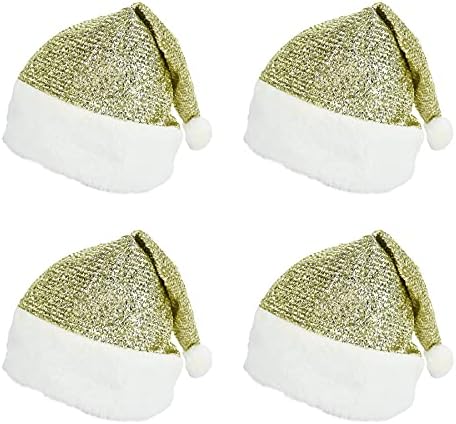 Lesirit Christmas Santa Sequin Hat Xmas Christmas Costumes Accessories Decoration Hat Party Supplies,Pack of 4 (Champagne A)