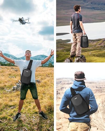 PEKREWS Mini 4 Pro Case, Waterproof Hard Carrying Case, Portable Travel Drone Sling Backpack, Crossbody Bag Compatible with DJI Mini 4 Pro, RC 2/ RC-N2 Controller, Fly More Combo and Accessories - Thumbnail 6