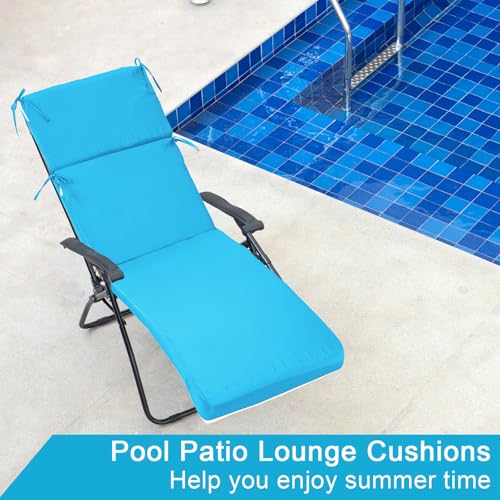 SmoothNovelty 2 Pcs Indoor Outdoor Chaise Lounge Cushions Sponge Bench Outdoor Furniture Chaise Cushions Patio Chair Furniture Replacement (Peacock Blue) — view 6