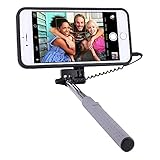 PROG-X iPhone 6S Plus Selfie Stick, Portable Extendable Monopod Wired Selfie Stick Case Cover for Apple iPhone 6 Plus / iPhone 6S Plus (Black)