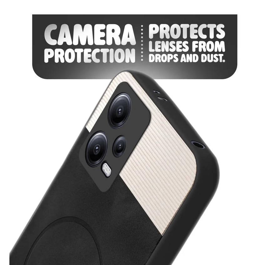 Image of Bintage CASE Dual-Leather Mac Safe Design Phone Case| Soft Touch Finish | Full Camera Protectection Back Cover Compatible for Mi Redmi Note 12 5G - White & Black