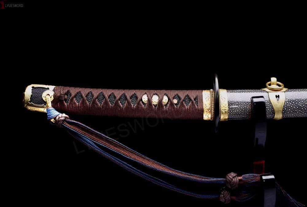 Lyuesword Japanese Officer's Katana (Type 97) Shin Gunto Clay Tempered Suguha Hamon Samurai Sword Sharp Blade