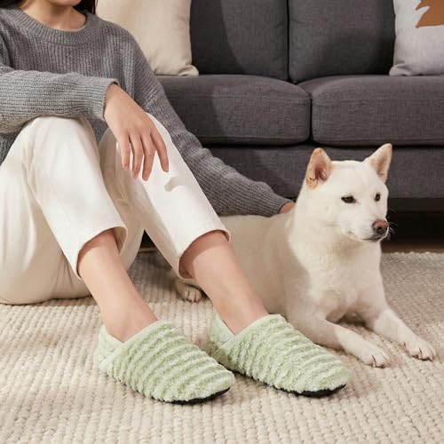 Image of Fires Womens Mens Slippers with Rubber Sole Soft-Lightweight House Slipper Socks Around House Shoes Non Slip Indoor /Outdoor