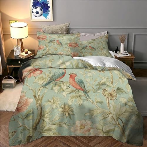 Housse de couette oiseau et fleurs King 220x240 en microfibre - 6