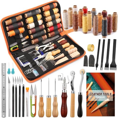 BUTUZE Ferramentas de trabalho de couro, kit de ferramentas de couro, kit prático de artesanato de c