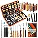 BUTUZE Leather Working Tools, Practical Leather Craft Kit with Waxed Thread Groover Awl Stitching Punch Hole for Leathercraft Beginner or Adults Gifts - Comes with Tool Manual