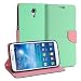 Galaxy Mega 6.3 Case, GMYLE (R) Wallet Case Classic for Samsung Galaxy Mega 6.3 I9200 - Mint & Pink Cross Pattern PU Leather Slim Magnetic Flip Stand Cover