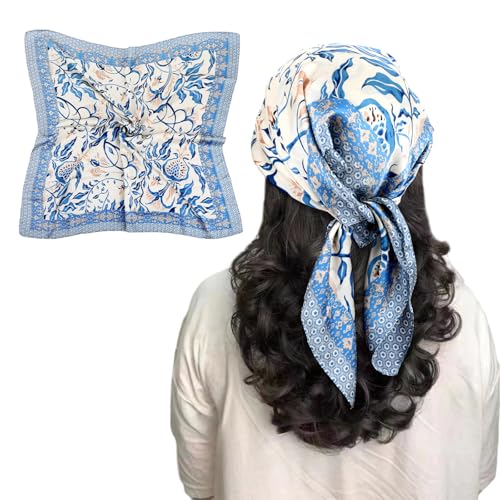 JIYIN Bandana Damen, 70x70cm Kopftuch Damen Quadratisches satin-Kopftuch Elegante Seidentuch Damen Seidentücher Tuch Seiden Haarschmuck
