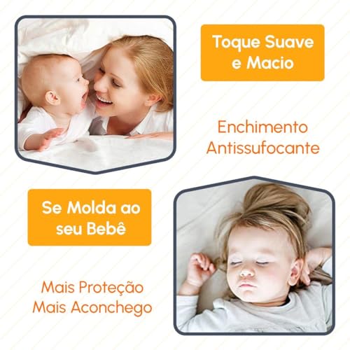 Travesseiro Para Bebe Infantil Leve Macio Forro 100% Algodão Proteção Poliéster anti Ácaros 30x40 cm