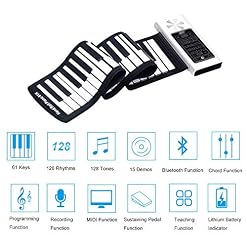 JTYX Portable 61 Touches Flexible Roll Up Piano USB MIDI Hand Roll Clavier de Piano avec Haut-parleurs Instrument de Piano éducatif Cadeau pour Enfant – Image 3