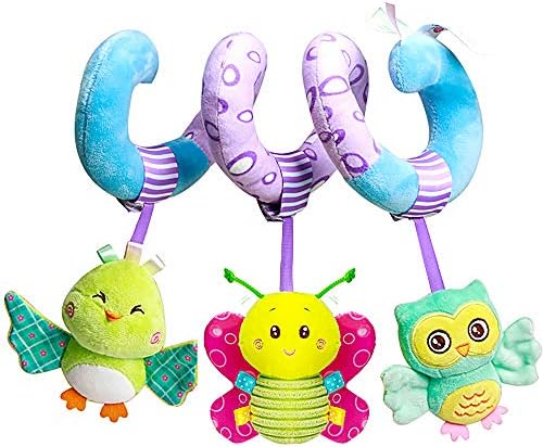 Caterbee Car Seat Toys, Baby Activity Spiral Plush Stroller bar Toy Accessories, Hangings pram Toy, Crib Toys with Bell for boy or Girl (style03)