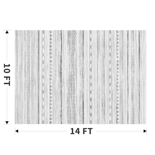 10x14 Area Rugs for Living Room Machine Washable Rug Distressed Indoor Carpet Neutral Moroccan Boho Rug Ultra Soft Area Rug for Bedroom Dining Room Playroom Office, Black