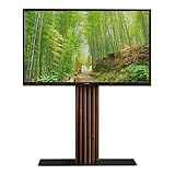 タンスのゲン 天然木テレビスタンド 32～65v対応 【震度7試験クリア】 HDDホルダー付 3段階調節 コンパクト 自立式 ブラウン 56800007 02 (69758)