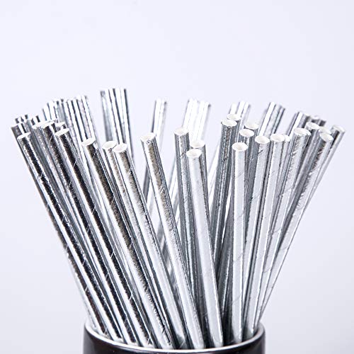 Silver Paper Straw 100pcs