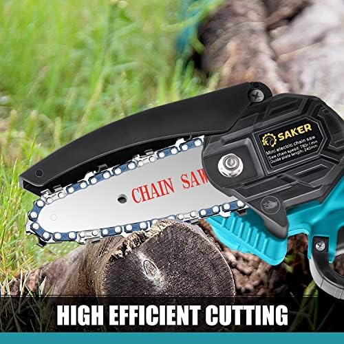 Saker Mini Chainsaw,4 Inch Portable Electric Chainsaw Cordless,Handheld Chain Saw Pruning Shears Chainsaw for Tree Branches , Courtyard, Household and Garden (SAKER Mini Chainsaw + 2 Batteries)