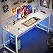 Huuger Computer Desk, 63 Inch Office Desk, Gaming Desk with Storage, Writing Desk Work Desk for Home Office, Study, Modern Simple Desk, Large Legroom, Metal Frame, White