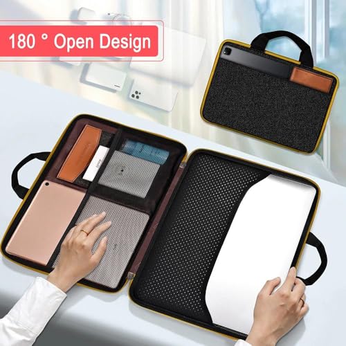 Image of Hseok Laptop Case 13.3-14 Inch Sleeve,TSA Shockproof Computer Handbag,Compatible with MacBook Neo /Pro 14 M5 /M4 /M3 /M2 /M1,All Models 13.3 inch MacBook Air /Pro,XPS 13 /14,Most 13-14 Notebooks,Black-Yellow