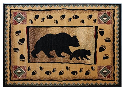 Champion Rugs Rustic Lodge Bear & Cub Area Rug 3