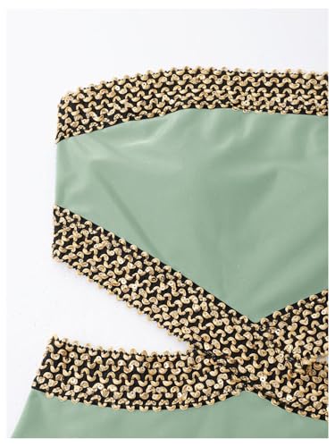 Image of Milumia Women's Stitch Detail Strapless One Piece Swimsuit Cut Out Bandeau Bathing Suit