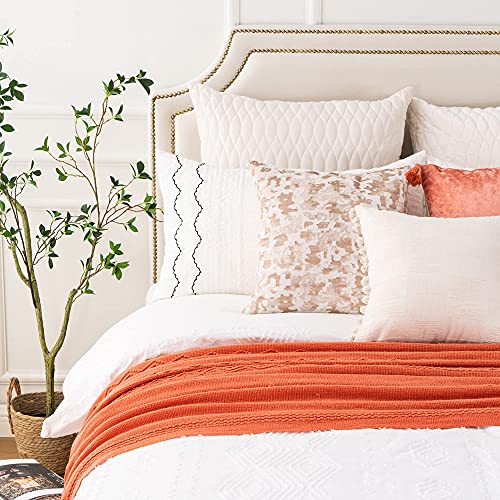 Battilo Home Fall Decor Orange Throw Blanket With Fringe Geometric Bed Salmon Throws Decorative Large Throw For Couch Sofa Indoor Outdoor (Salmon, 50"X60") #TOP5