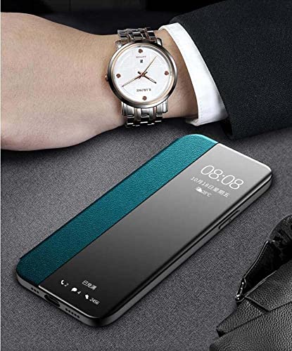 Étui iPhone 13 Pro Max à rabat orange avec fenêtre et béquille
