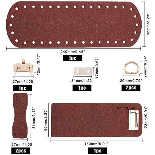 Pandahall Diy Pu Leather Bag Knitting Set, Leather Bag Bottom/26” Shoulder Strap/Bag Twist Lock/Flap Cover/Bag Buckles For Crochet Handbag Tote Shoulder Bag, Brown(7 Kinds Of Accessories) #TOP4