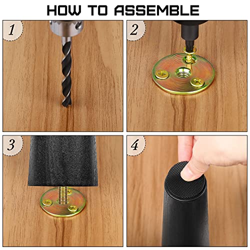 Turstin 8 Pack 6 Inch Plastic Furniture Legs With M8 T-Nuts Screws Tapered Sofa Couch And Chair Legs Replacement Furniture Legs For Diy Projects Sofas Coffee Tables Dressers Beds #TOP3