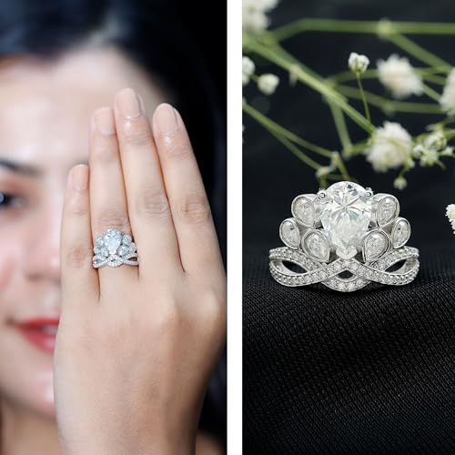 Certified Moissanite Designer Engagement Ring in Silver, D-Vs1 Quality, 7X10mm Moissanite Statement Ring - Ready to Gift2