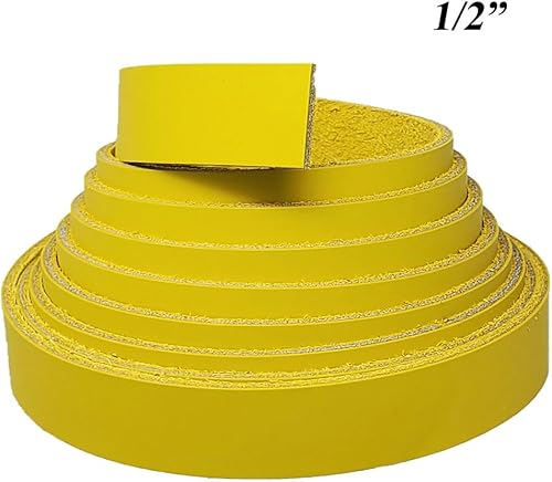 Miniatura 2 de Tiras de piel amarilla de 1.2in de ancho, correas de piel de Latigo de hasta 96.0in de largo, 6-7 onzas. (0.094-0.110in) Latigo Leather Straps by