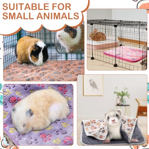 Image of 4 Pcs Waterproof Guinea Pig Blankets Washable Small Animal Fleece Bedding Absorbent Guinea Pig Cage Liners Reusable Pet Pee Pad Sleep Mat Pad Cover for Hamster Ferret (Paw Print, 28 x 41 Inch)