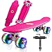 Saramond Skateboards Komplette 55cm Mini Cruiser Retro Skateboard für Kinder Teens Erwachsene Anfänger, Bunte LED-Räder mit All-in-One Skate T-Tool für Schule und Reisen (Rosa)