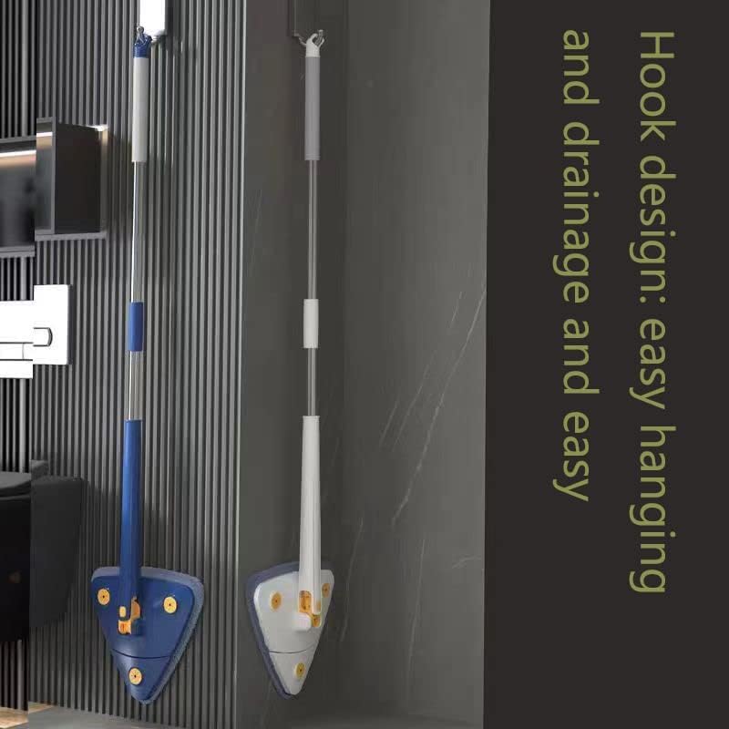 Miniatura 6 de Trapeador de limpieza ajustable giratorio de 360, nueva fregona de limpieza triangular con función automática de exprimir agua, fregona telescópica