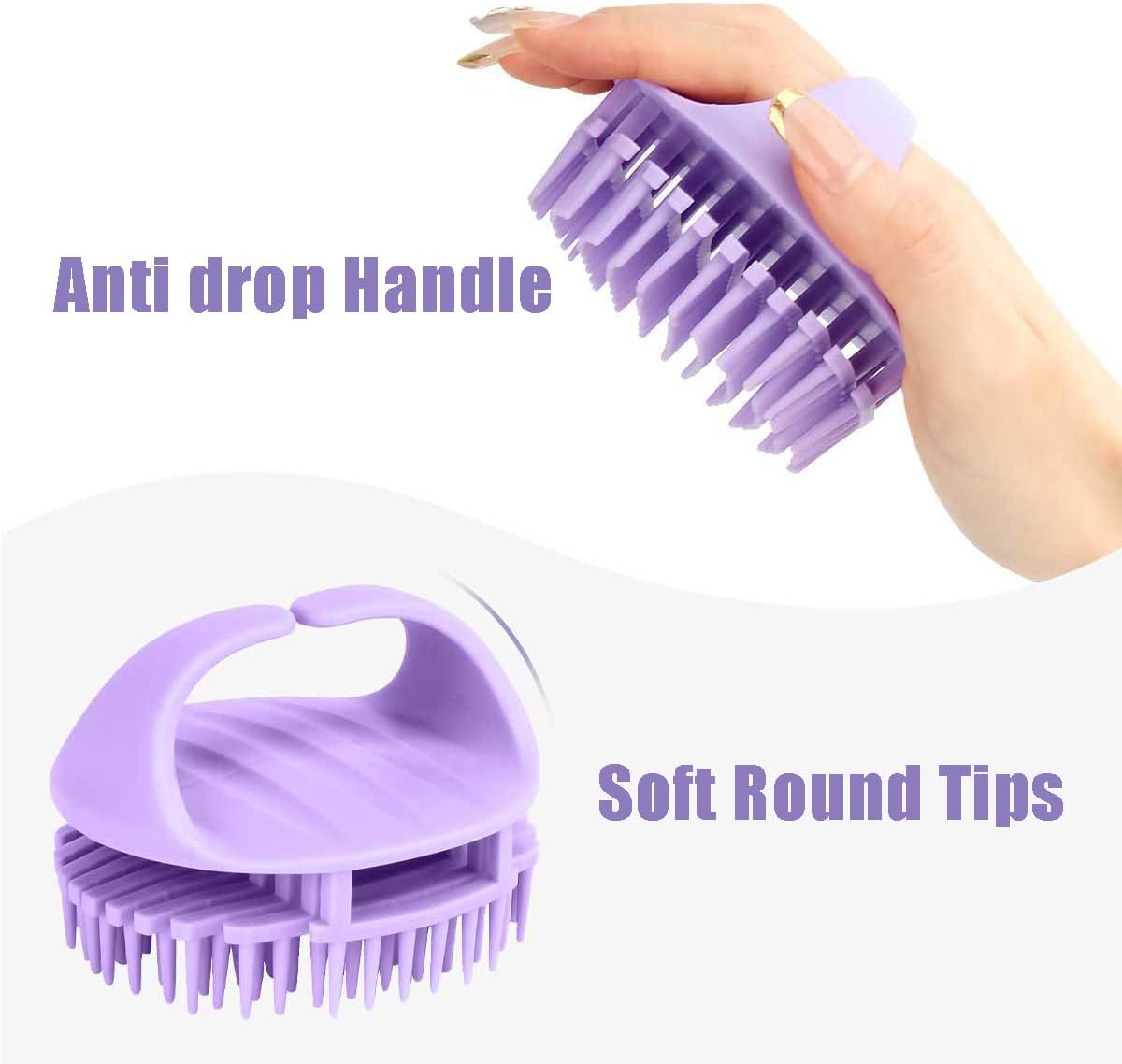 OULIGET Scalp Massager Shampoo Brush with Long Bristles, Silicone Scrubber Hair Wash Tool for Dandruff, Comfortable Shower Brush, 2 Pieces