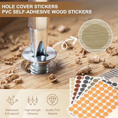 PATIKIL 432 Piezas Tapas Adhesivas para Tornillos, Diámetro 21 mm, Cubiertas de PVC Autoadhesivas para Madera para Protección y Decoración de Muebles, Beige Madera miniatura 3