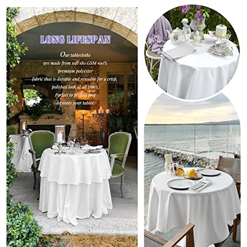 Showgeous 8 Pack Round Tablecloth 60 Inch Round White Table Cloths Polyester Tablecloths For Round Tables Washable Decorative Fabric Table Covers For Wedding Dining Party Banquet Buffet And Camping #TOP7