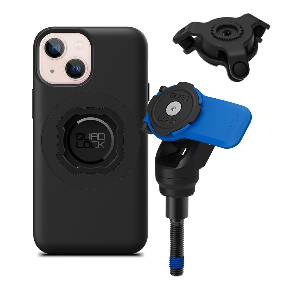 Quad Lock Handlebar Clamp Motorcycle Phone Mount with Vibration Dampener and MAG Phone Case for iPhone 13 Mini