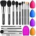 Produktbild Pinselset Make up Pinsel Set 16 Stück mit 4 Beauty Schwamm und Bürste Wash Ei BESTOPE Pinsel Set Gesichtspinsel Lidschattenpinsel Augenpinsel Synthetische Haar Kosmetik Pinselsets Silber
