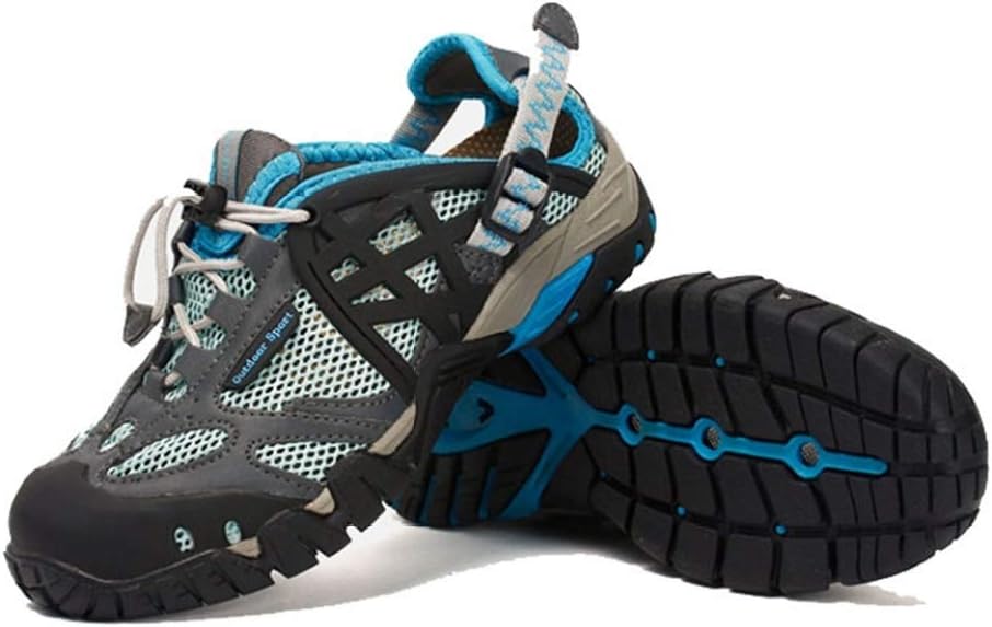 [SENNIAN] トレッキングシューズメンズ ブルー 防水レースアップ 登山靴ローカット 通気 オシャレ ニセックス 22.5cm