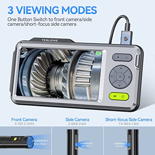 Endoscope Camera With Light, Teslong Triple Lens Borescope Inspection Camera With 5-Inch Ips Monitor, Home Hvac Snake Scope Camera, Automotive Mechanics Fiber Optic Camera(0.3Inch - Triple Cam) #TOP6