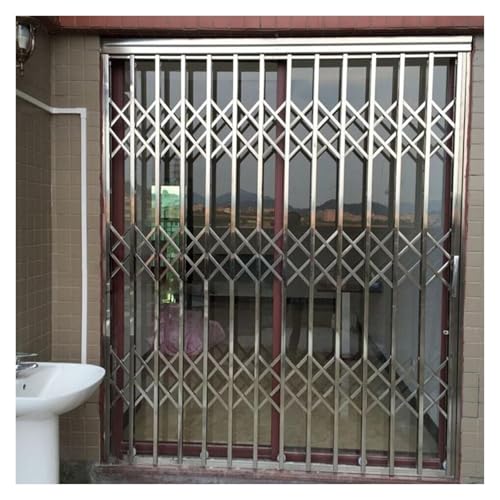 Custom Size Folding Door Window Security Bars, Outdoor Indoor Foldable Anti Burglary Window, Retractable Stainless Steel Window Grilles For Basements/Office Buildings(120x150cm)